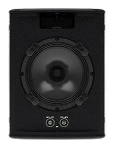 Tampak Tampak depan tanpa grille memperlihatkan driver koaksial 8" Martin Audio FlexPoint FP8 — point source speaker