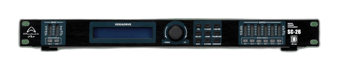 Tampak front Wharfedale Pro VERSADRIVE SC-26 — digital loudspeaker management system