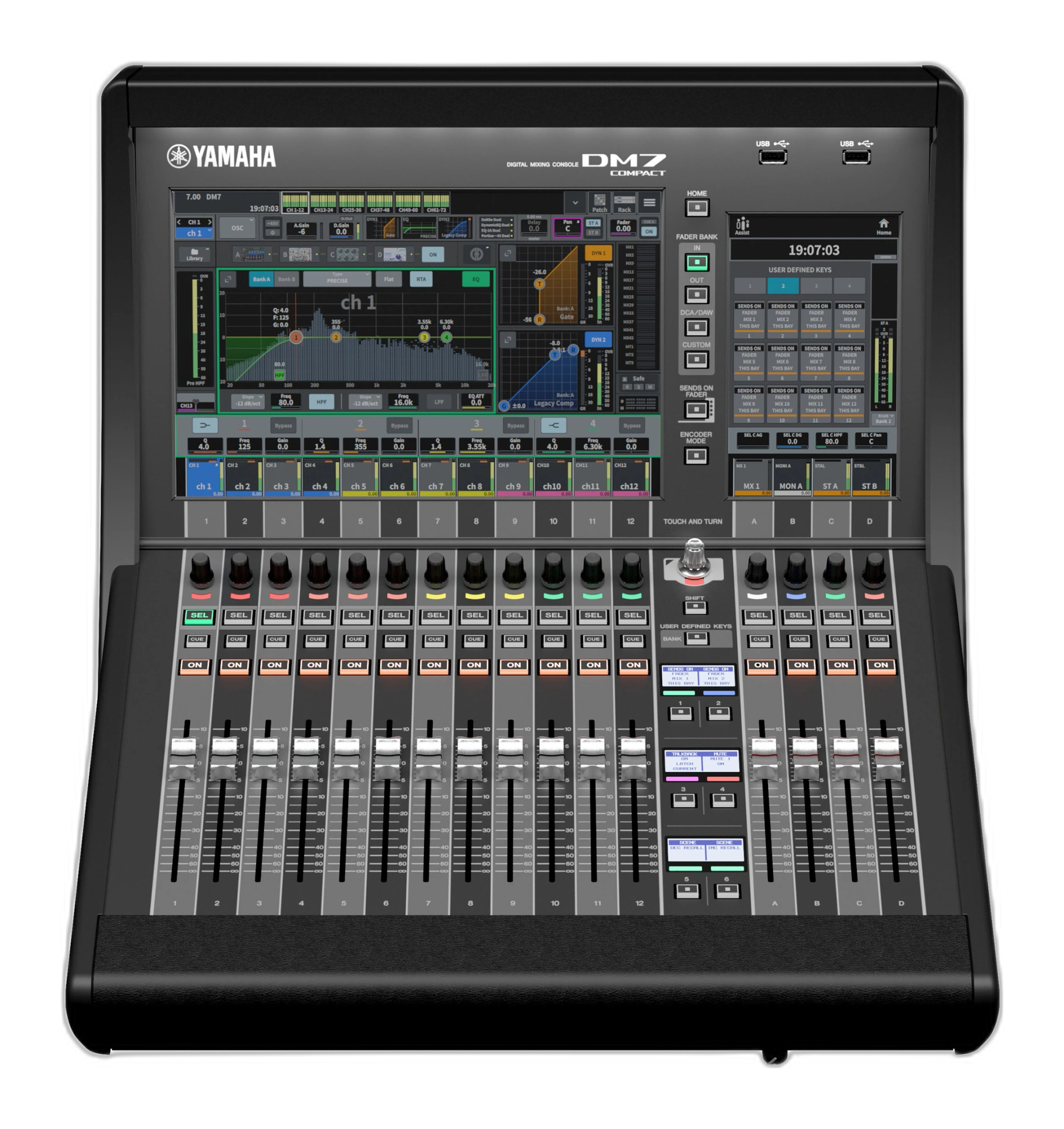 Tampak Tampak depan Yamaha DM7 Compact — digital mixer