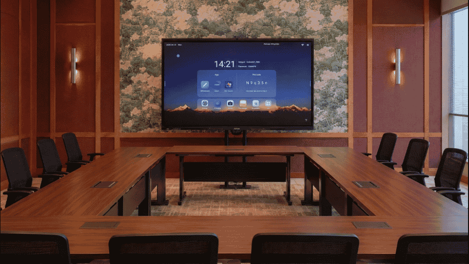 Room Smart Meeting Room dengan sistem audio visual terintegrasi untuk ruang rapat hybrid, video conference, display interaktif, dan solusi AV kantor di Indonesia.